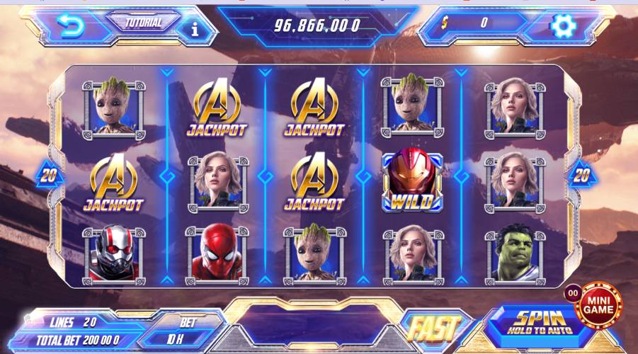 Nổ hũ Avengers với các biểu tượng anh hùng Marvel